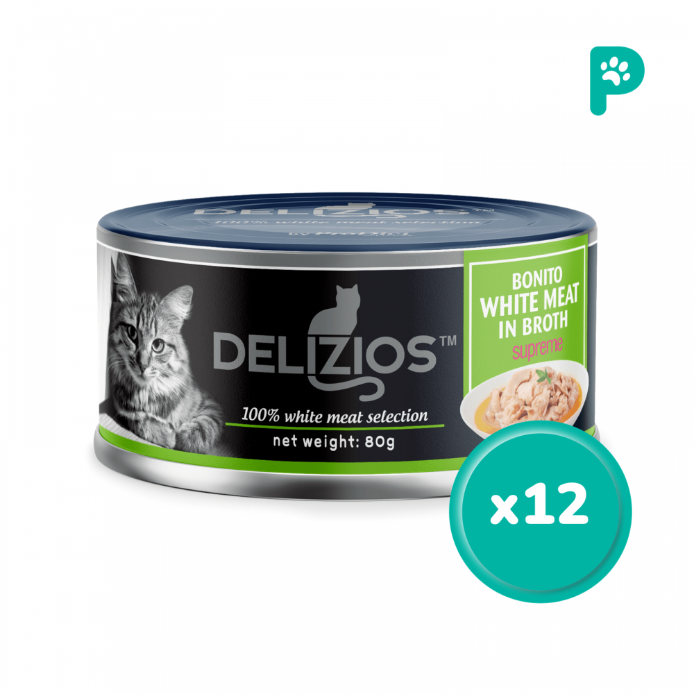 Delizios Bonito White Meat in Broth Supreme (80g X 12 Cans)