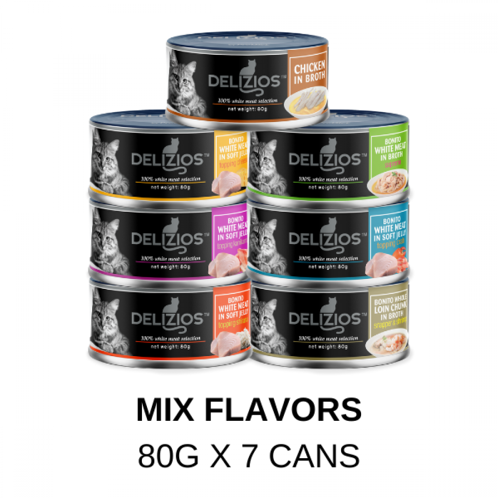 Delizios Wet Cat Food Starter Pack 7 Flavor in 1